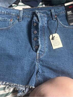 Levi's Blue Button-Fly Cutoff Jean Shorts